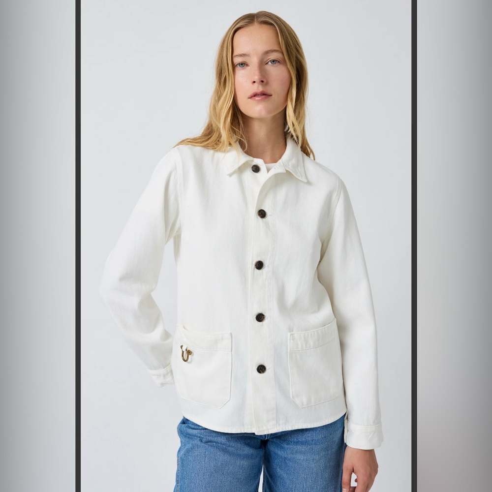 The Only Jane Josie Denim Jacket in Salt White L New Like Caron Callahan